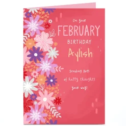 Card Factory Personalised Birthday Card - February Birthday Happy Thoughts