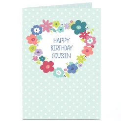 Online Personalised Birthday Card - Cousin Flower Wreath Kids Congratulations|For Kids