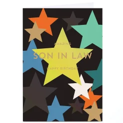 Card Factory Personalised Birthday Card - Classic and Bright Stars, Son-in-Law
