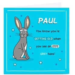 Personalised Birthday Card - Odd Grey Hare Funny|Birthday