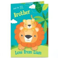 Best Personalised Birthday Card - Brother Lion & Cub Kids For Brother|For Kids