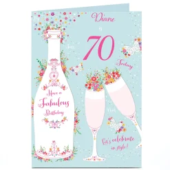 Hot Personalised Birthday Card - Floral Champagne, Editable Age For Wife|For Sister