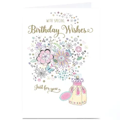 Clearance Personalised Birthday Card - Flowers & Perfume Bottle For Sister|For Niece
