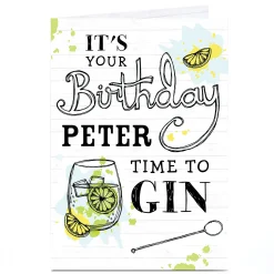 Card Factory Personalised Birthday Card - Time To Gin