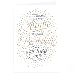 Personalised Birthday Card - Special Auntie Script and Stars For Auntie|Birthday