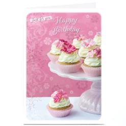 Sale Personalised Birthday Card - Pink Cupcakes For Sister|For Niece