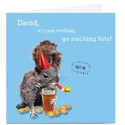Card Factory Personalised Birthday Card - Go Nucking Futs!