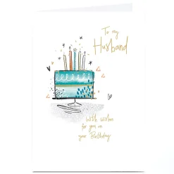 Discount Personalised Birthday Card - Birthday Cake Wishes To My Husband For Husband|Birthday