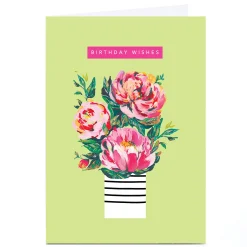 Online Personalised Birthday Card - Peonies vase Kids For Wife|For Sister