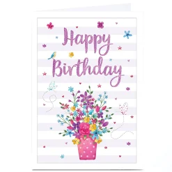Card Factory Personalised Birthday Card - Happy Birthday Bouquet