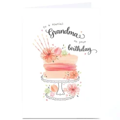 Hot Personalised Birthday Card - Peach Tiered Cake, Grandma For Grandma|Birthday