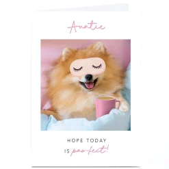 Card Factory Personalised Birthday Card - Paw-fect Pamper Puppy, Auntie