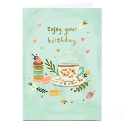 Card Factory Personalised Birthday Card - Enjoy Your Birthday Tea