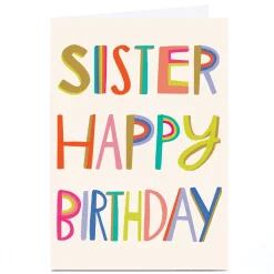 Best Personalised Birthday Card - Bright Letters, Sister Kids For Sister|For Kids