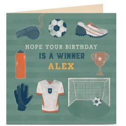 Online Personalised Birthday Card - Football Winner Birthday|For Him