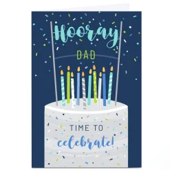 Card Factory Personalised Birthday Card - Time To Celebrate Cake, Dad