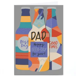 Card Factory Personalised Birthday Card - Hoppy Beer-day Bottles, Dad