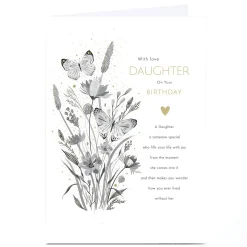 Outlet Personalised Birthday Card - Wild Flowers and Butterflies, Daughter For Daughter|Daughter