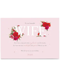 Card Factory Personalised Birthday Card - Beautiful Wife