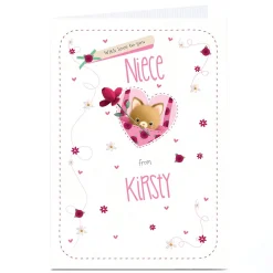 Kids Card Factory Personalised Birthday Card - Cute Kitten With Rose