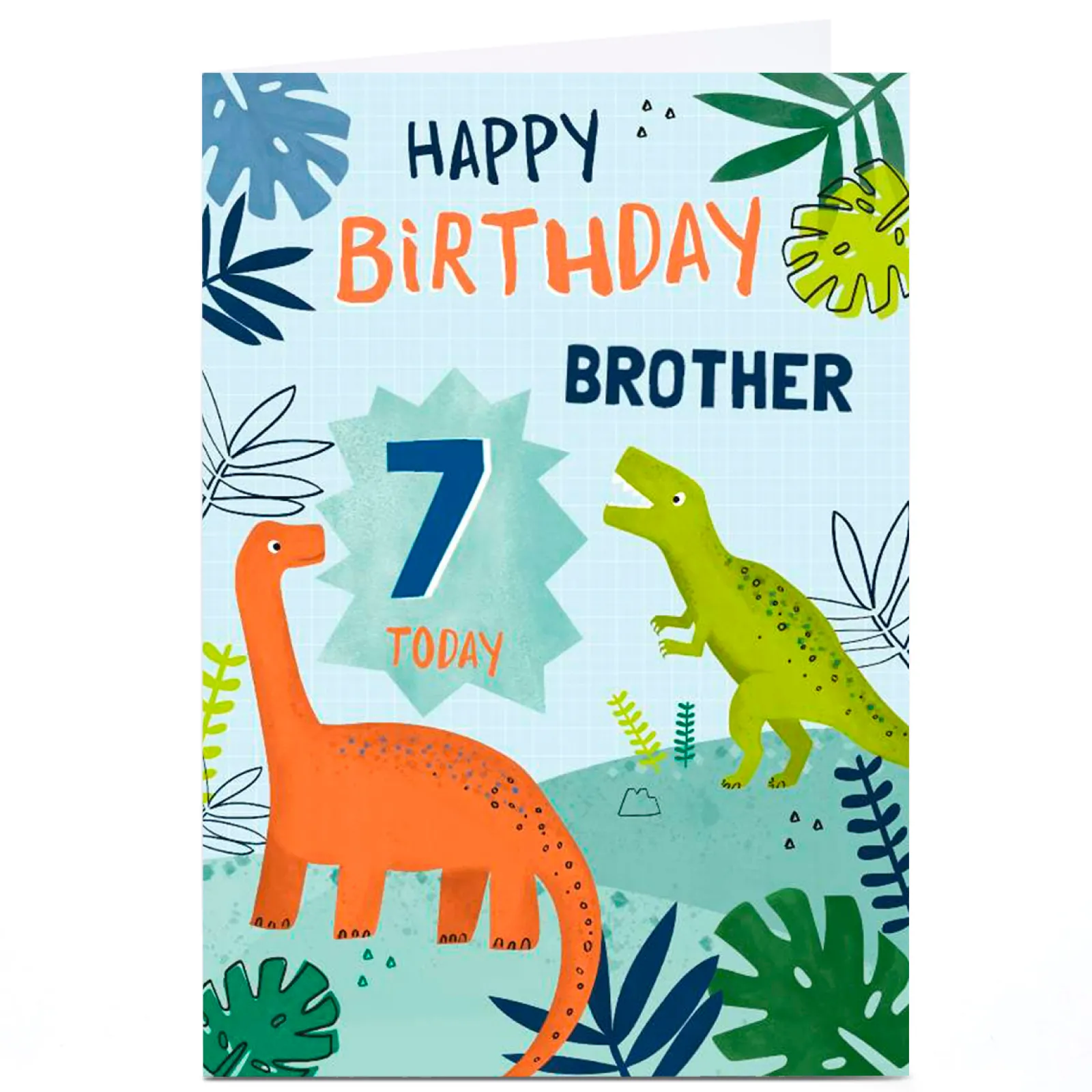 Kids Card Factory Personalised Birthday Card - Dinosaurs Brother, Any Age