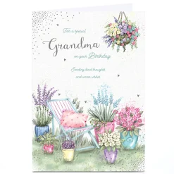 Card Factory Personalised Birthday Card - Flower Pots Garden, Grandma