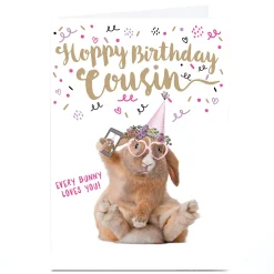 Kids Card Factory Personalised Birthday Card - Every Bunny Love You, Cousin