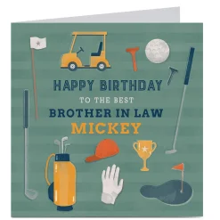 New Personalised Birthday Card - Golf Equipment For Brother|Premium Square