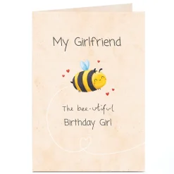 Card Factory Personalised Birthday Card - Bee-utiful Birthday Girl - Girlfriend