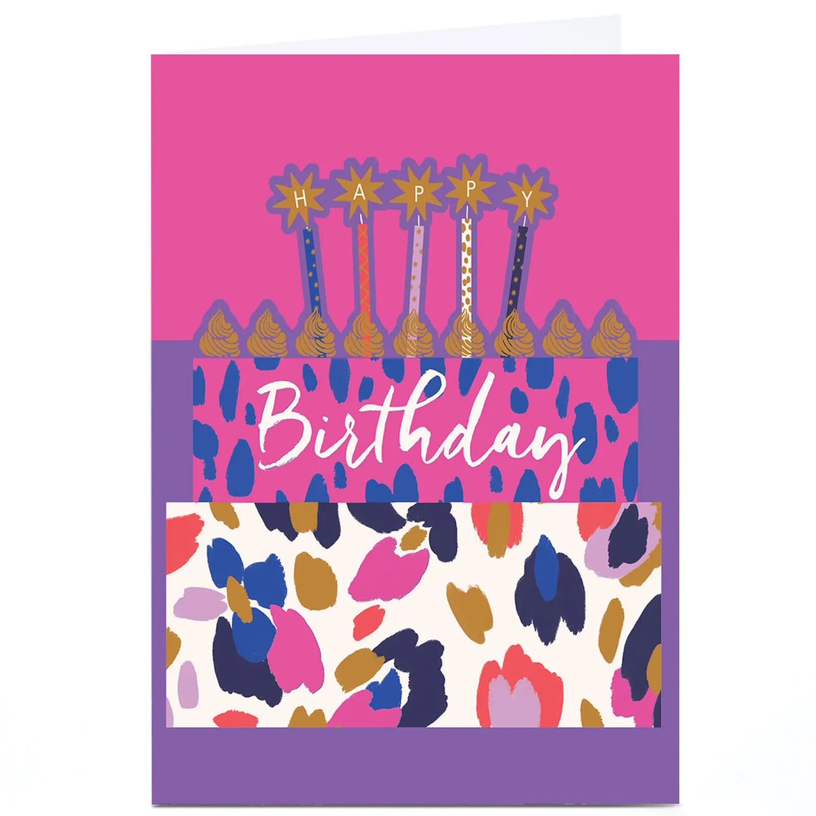 Kids Card Factory Personalised Birthday Card - Floral birthday cake