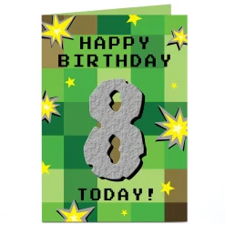 Personalised Birthday Card - Mine Crafting Kids For Son|For Nephew