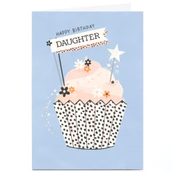 Best Personalised Birthday Card - Stars and Flowers Cupcake, Daughter Kids For Daughter|Daughter
