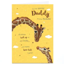 Card Factory Personalised Birthday Card - I'll Always Look Up To You Giraffes, Daddy