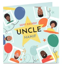 Discount Personalised Birthday Card - Star with Faces, Uncle For Uncle|Birthday