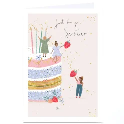 Outlet Personalised Birthday Card - Strawberry Cake, Sister For Sister|Birthday