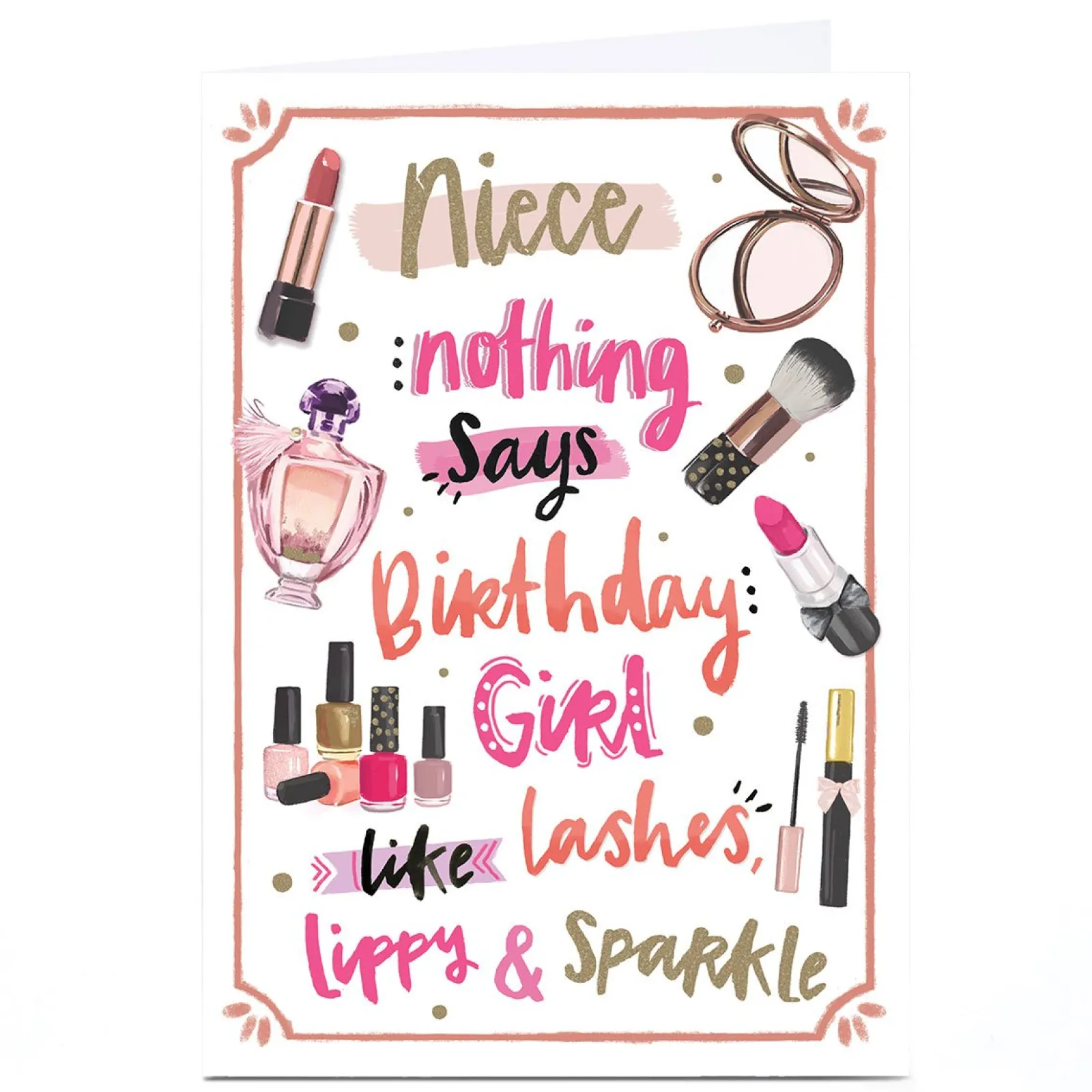 Online Personalised Birthday Card - Makeup and Sparkle, Niece For Niece|Birthday