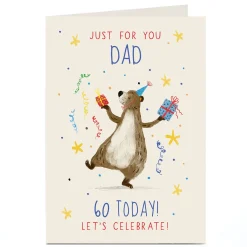Hot Personalised Birthday Card - Dad Let's Celebrate Bear, Editable Age BOY For Dad|For Boyfriend