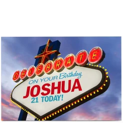 Online Personalised Birthday Card - Las Vegas Sign, Editable Age For Son|For Nephew