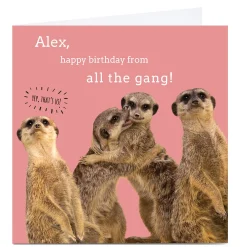New Personalised Birthday Card - Meerkat Gang Premium Square|Funny