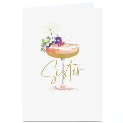 Card Factory Personalised Birthday Card - Peach Cocktail, Sister