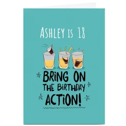 Card Factory Personalised Birthday Card - Bring On The Action