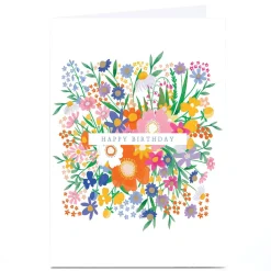 New Personalised Birthday Card - Happy Birthday Bright Flowers For Sister|For Niece