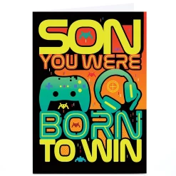 New Personalised Birthday Card - Born To Win Gaming, Son Kids For Son|Son