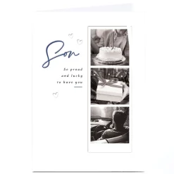 Card Factory Personalised Birthday Card - Classic Polaroid Strip, Son