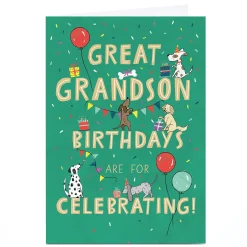 Online Personalised Birthday Card - Party Dogs, Great Grandson Kids For Grandson|Grandson