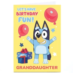New Personalised Birthday Card - Bluey Granddaughter Yellow Kids For Granddaughter|Granddaughter