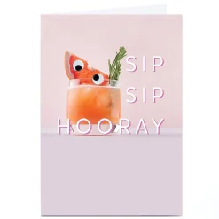 Card Factory Personalised Birthday Card - Sip Sip Hooray