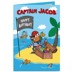 Kids Card Factory Personalised Birthday Card - Treasure Island