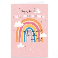 Online Personalised Birthday Card - Great Granddaughter Rainbow Kids For Kids|Granddaughter