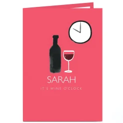 New Personalised Birthday Card - It's Wine O'Clock Funny|Any Occasion